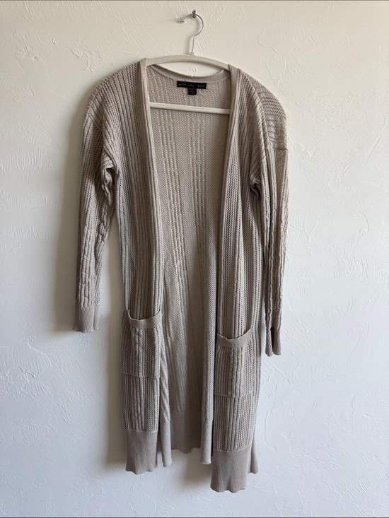 united states sweaters Sweaters - united states sweaters Long Open-Front Cardigan - Cream/Taupe